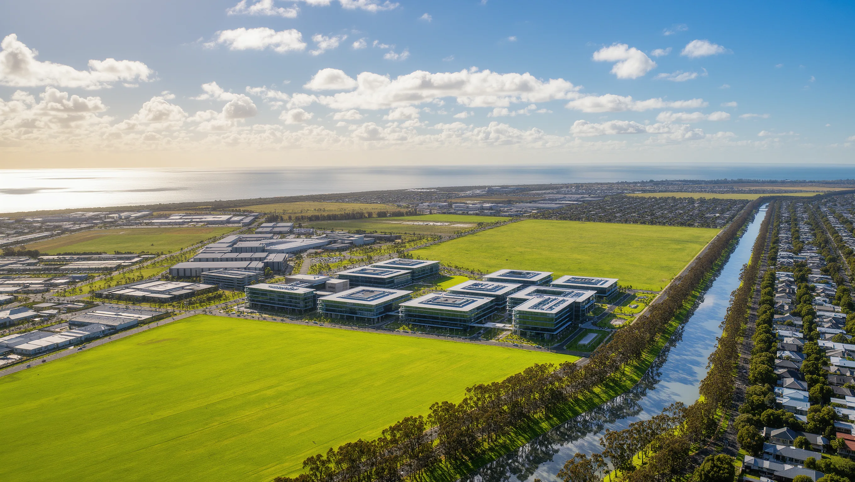 Aerial view of the East Werribee precinct — artist's impression